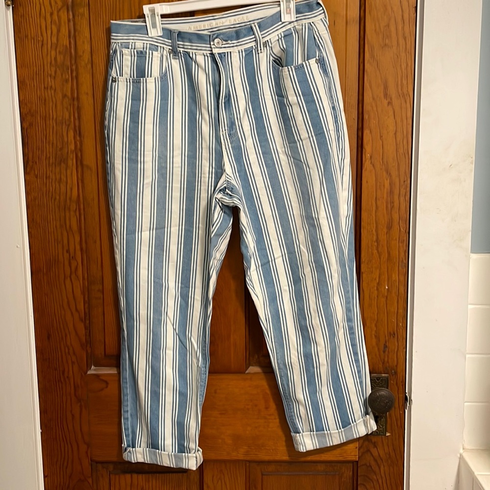 American Eagle Striped Mom Jeans